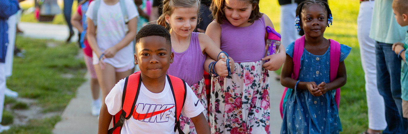 King students walking to school